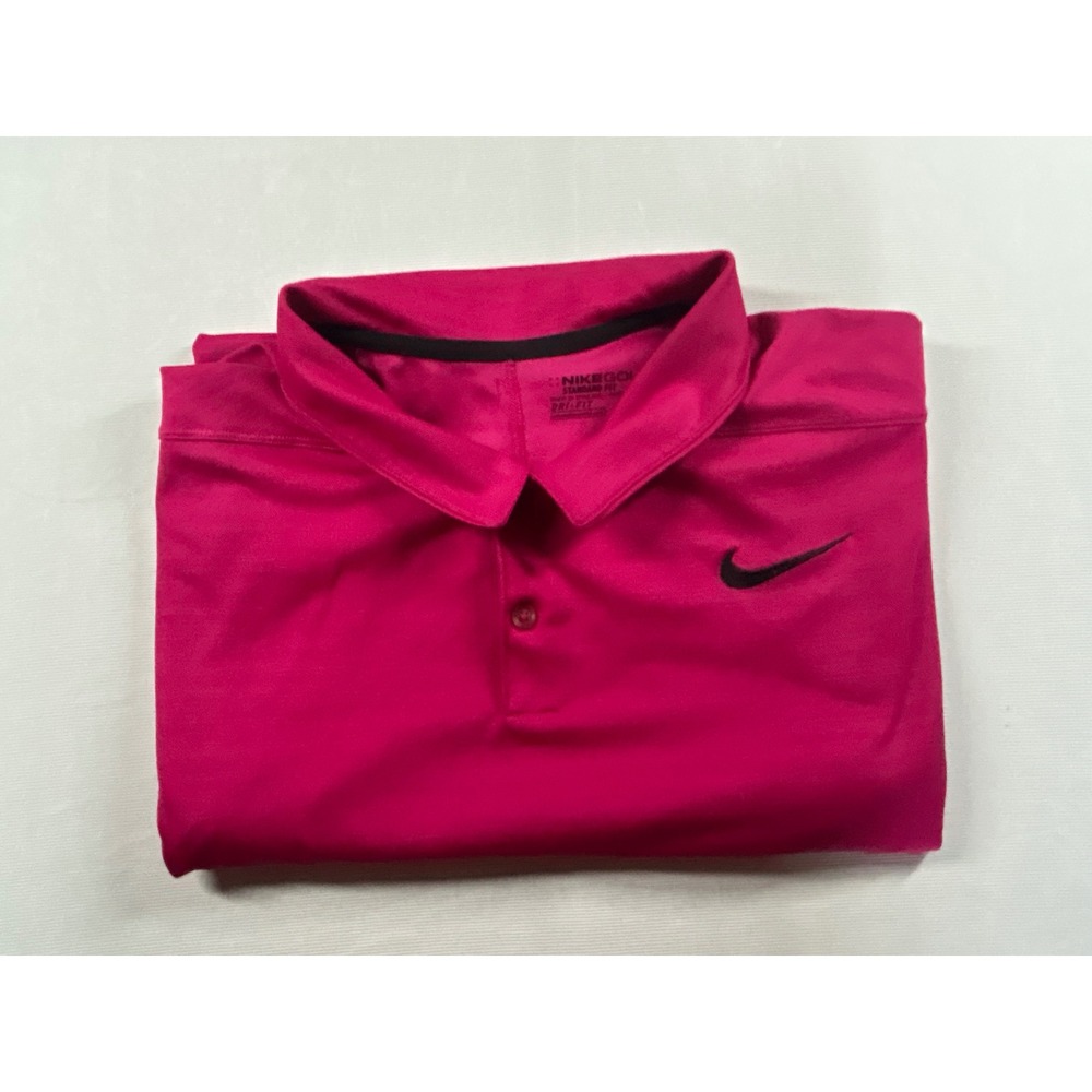 Nike Golf Mens Dri-FIT Standard Fit Polo Shirt Pink Magenta XXL Short Sleeve